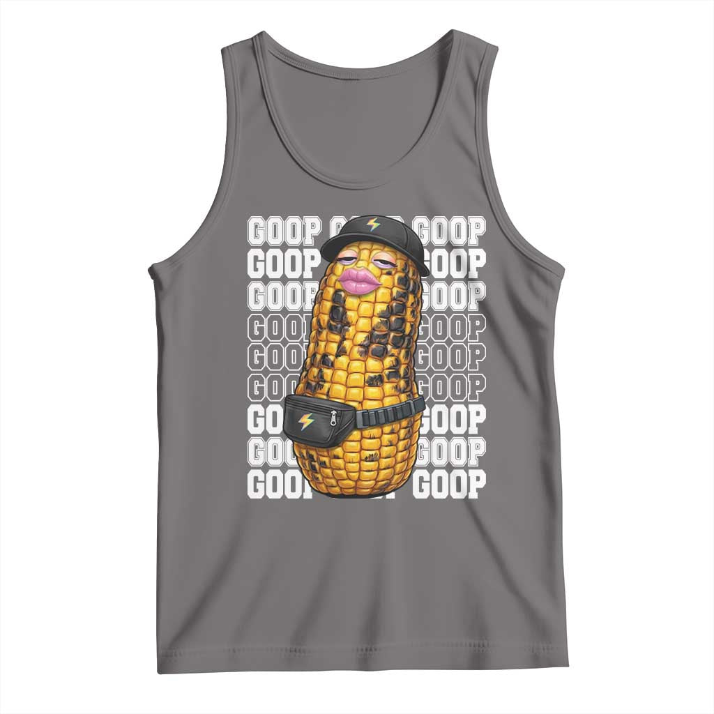 Funny Burnt Peanut Goop Tank Top Burnt Corn Meme Viral Humor TS14 Deep Heather Print Your Wear