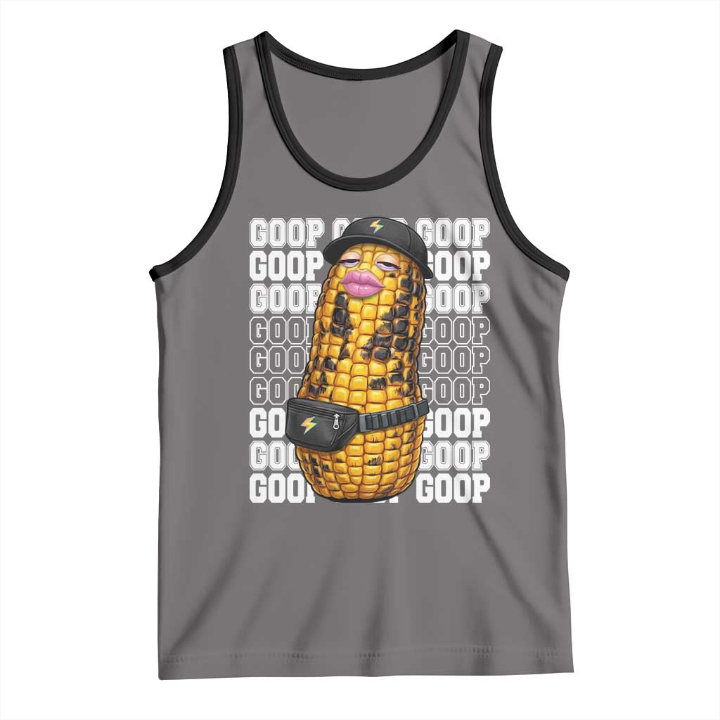 Funny Burnt Peanut Goop Tank Top Burnt Corn Meme Viral Humor TS14 Deep Heather Black Print Your Wear