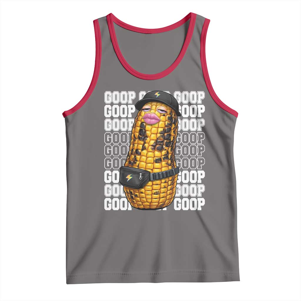 Funny Burnt Peanut Goop Tank Top Burnt Corn Meme Viral Humor TS14 Deep Heather Red Print Your Wear