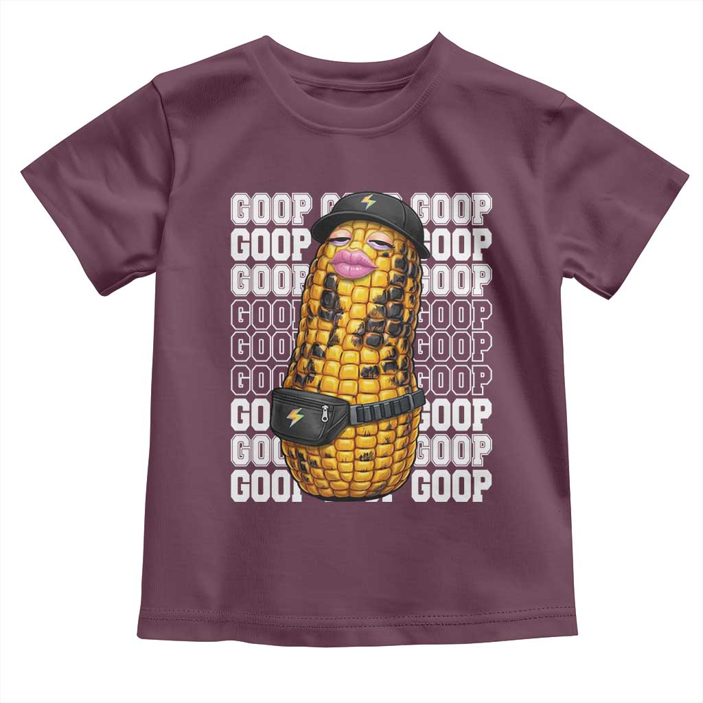 Funny Burnt Peanut Goop Toddler T Shirt Burnt Corn Meme Viral Humor TS14 Maroon Print Your Wear