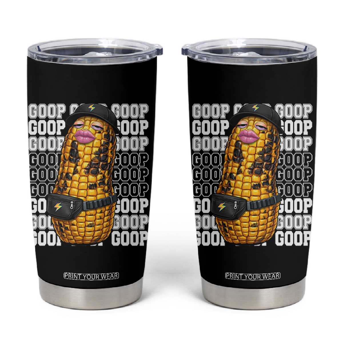 Funny Burnt Peanut Goop Tumbler Cup Burnt Corn Meme Viral Humor TS14 Black Print Your Wear