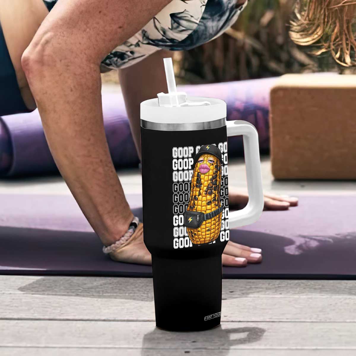 Funny Burnt Peanut Goop Tumbler With Handle Burnt Corn Meme Viral Humor TS14 Print Your Wear