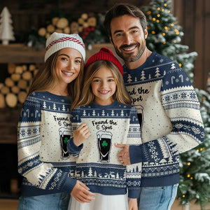 Funny St Patrick’s Day Beer Ugly Christmas Sweater Found The G Spot TS14 Beige Navy Print Your Wear