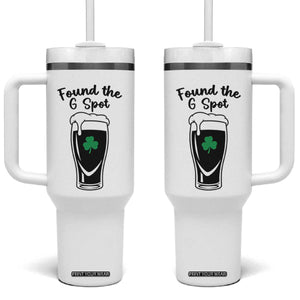 Funny St Patrick’s Day Beer Tumbler With Handle Found The G Spot TS14 One Size: 40 oz White Print Your Wear