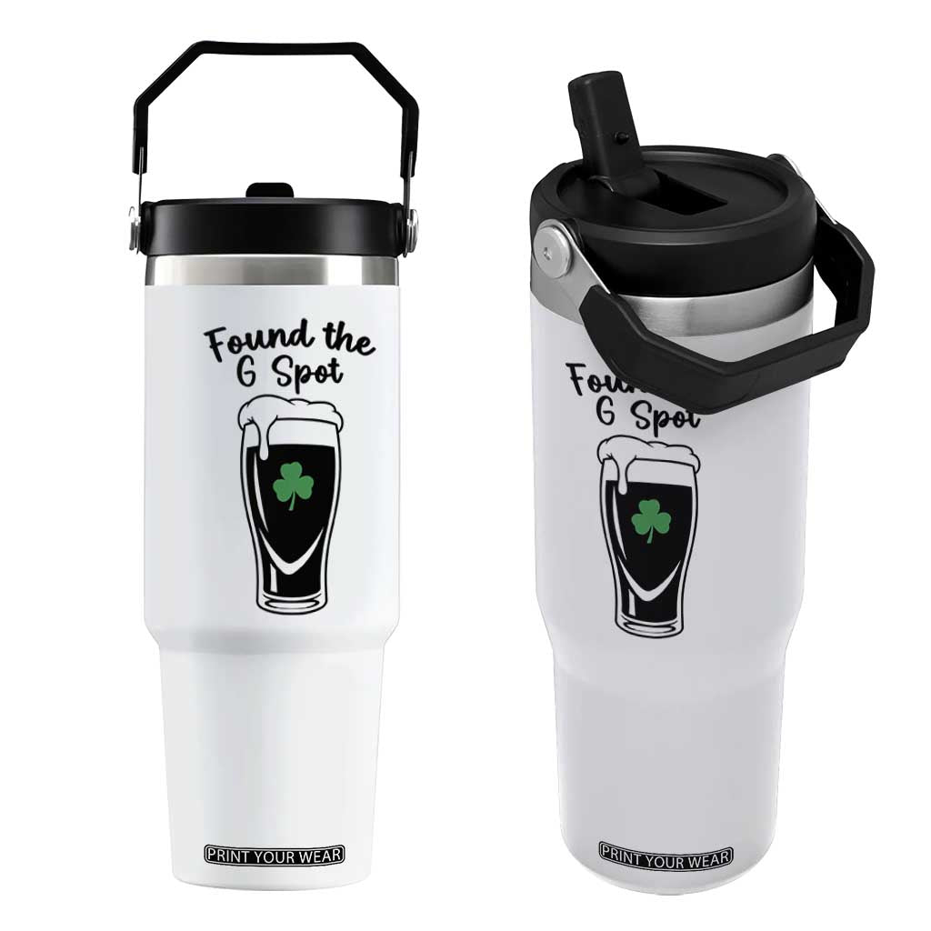 Funny St Patrick’s Day Beer Flip Straw Tumbler Found The G Spot TS14 One Size: 30 oz White Print Your Wear