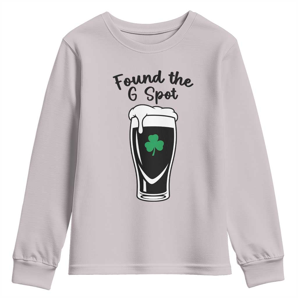 Funny St Patrick’s Day Beer Youth Sweatshirt Found The G Spot TS14 Ice Gray Print Your Wear