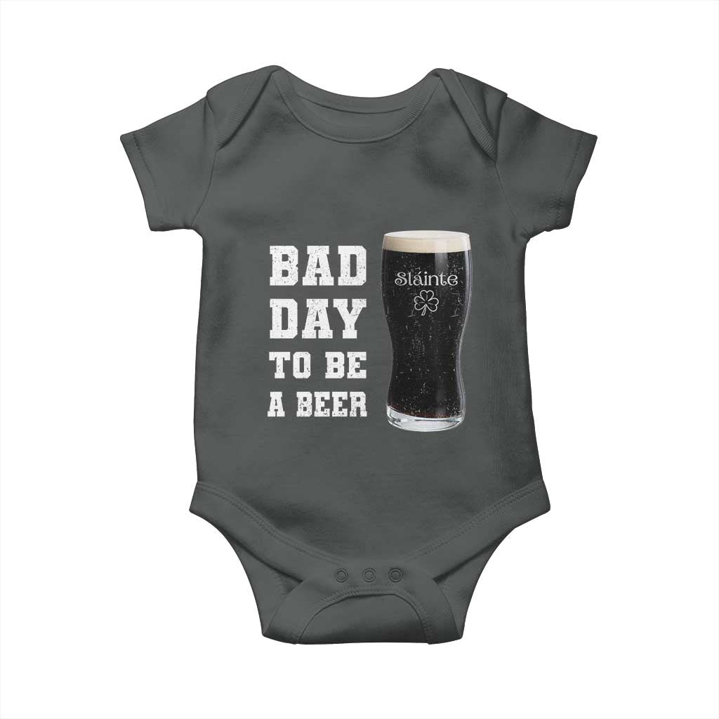 Irish Shamrock Beer Baby Onesie Bad Day To Be A Beer TS14 Dark Heather Print Your Wear