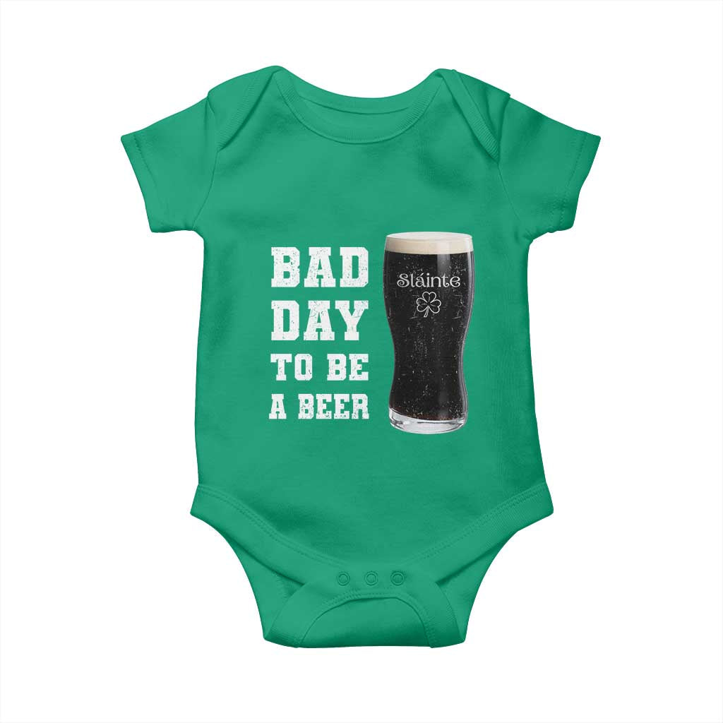 Irish Shamrock Beer Baby Onesie Bad Day To Be A Beer TS14 Irish Green Print Your Wear
