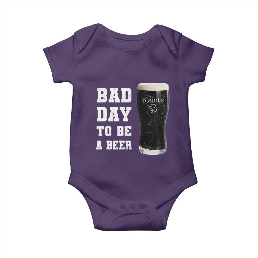 Irish Shamrock Beer Baby Onesie Bad Day To Be A Beer TS14 Purple Print Your Wear
