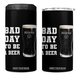 Irish Shamrock Beer 4 in 1 Can Cooler Tumbler Bad Day To Be A Beer TS14 One Size: 16 oz Black Print Your Wear