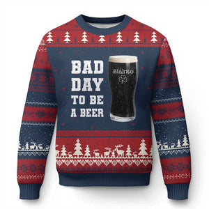 Irish Shamrock Beer Ugly Christmas Sweater Bad Day To Be A Beer TS14 Navy Red Print Your Wear