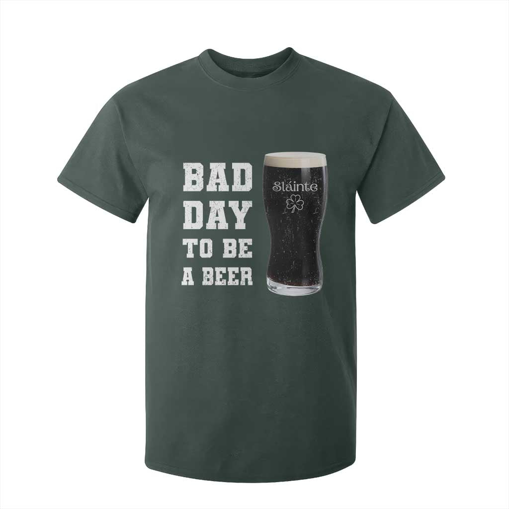 Irish Shamrock Beer T Shirt For Kid Bad Day To Be A Beer TS14 Dark Forest Green Print Your Wear