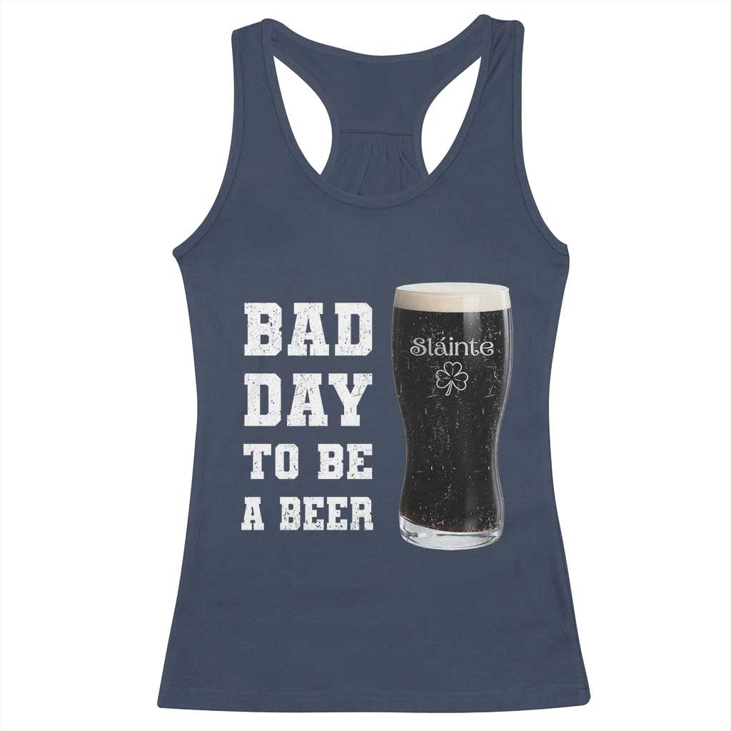 Irish Shamrock Beer Racerback Tank Top Bad Day To Be A Beer TS14 Navy Print Your Wear