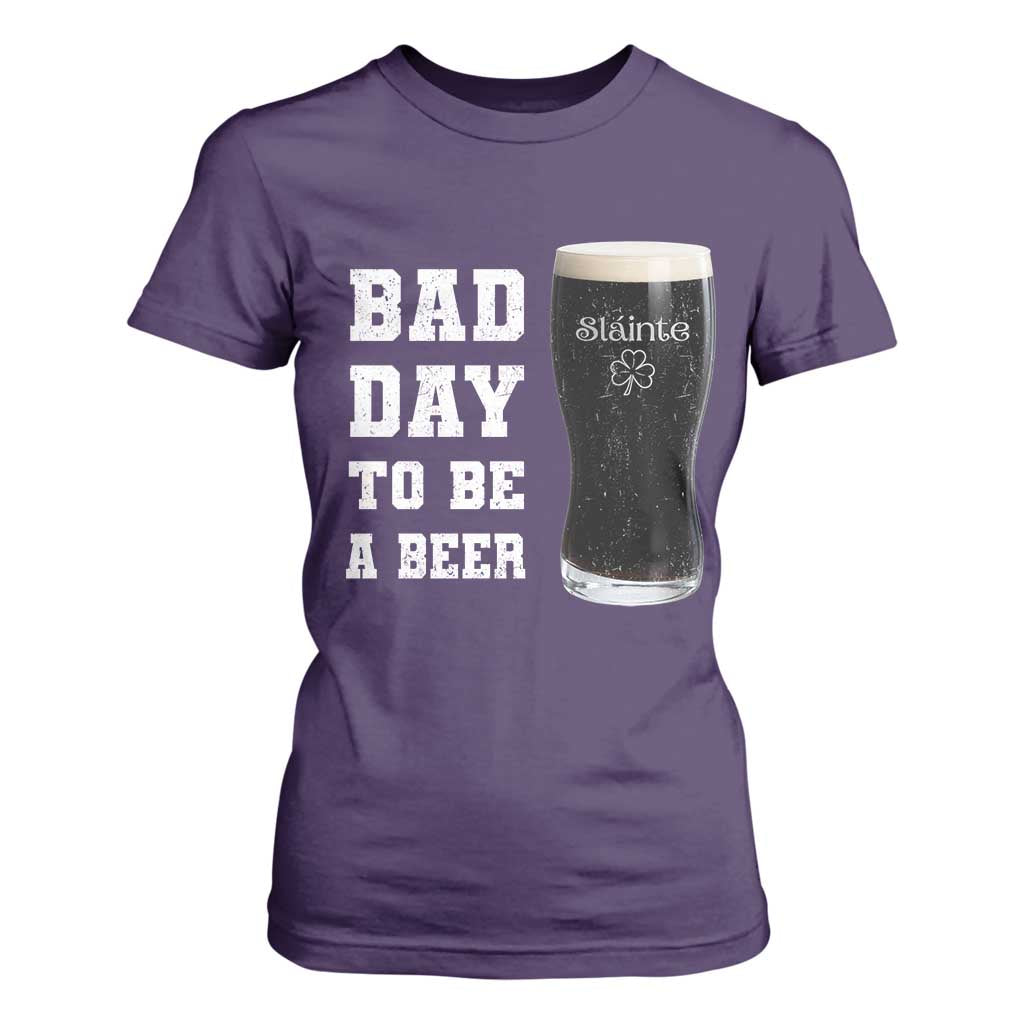 Irish Shamrock Beer T Shirt For Women Bad Day To Be A Beer TS14 Purple Print Your Wear