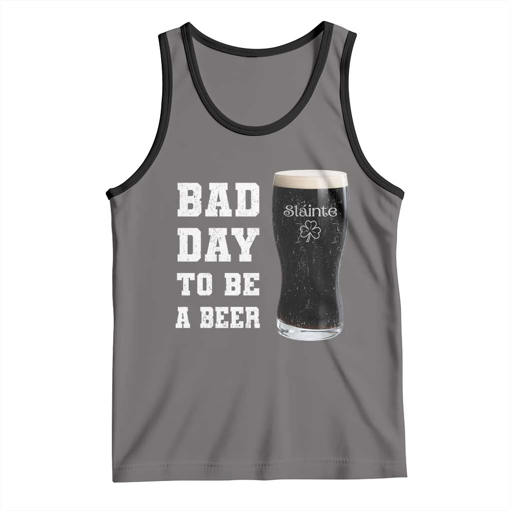 Irish Shamrock Beer Tank Top Bad Day To Be A Beer TS14 Deep Heather Black Print Your Wear