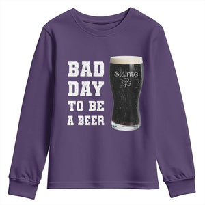 Irish Shamrock Beer Youth Sweatshirt Bad Day To Be A Beer TS14 Purple Print Your Wear