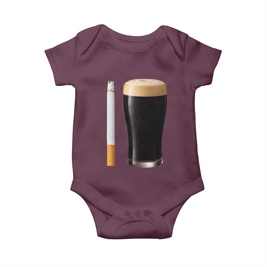 Irish Shamrock Beer Smoking Pub Drinking Humor Baby Onesie TS14 Maroon Print Your Wear