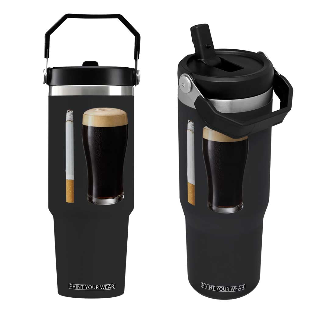 Irish Shamrock Beer Smoking Pub Drinking Humor Flip Straw Tumbler TS14 One Size: 30 oz Black Print Your Wear