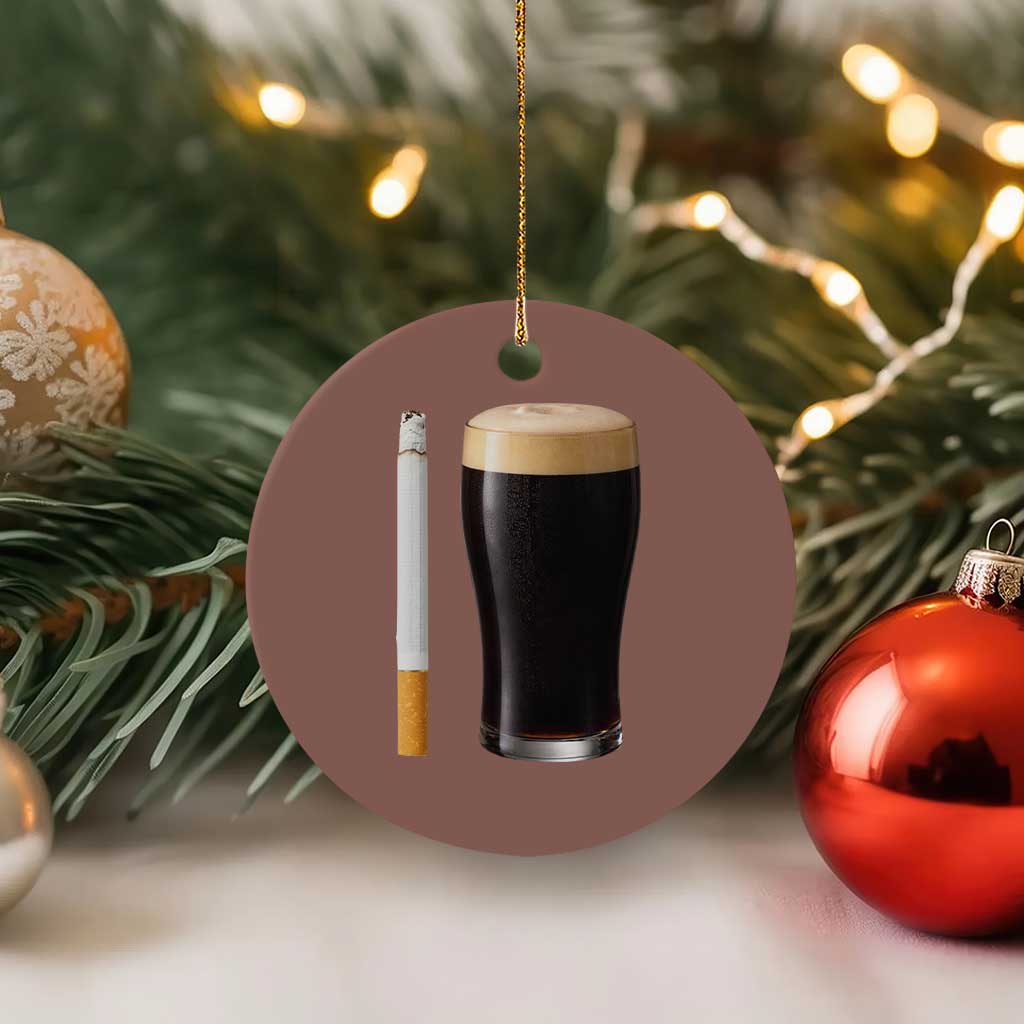 Irish Shamrock Beer Smoking Pub Drinking Humor Ceramic Ornament TS14 1pc Mocha Print Your Wear
