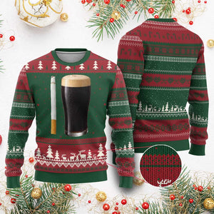 Irish Shamrock Beer Smoking Pub Drinking Humor Ugly Christmas Sweater TS14 Red Green Print Your Wear