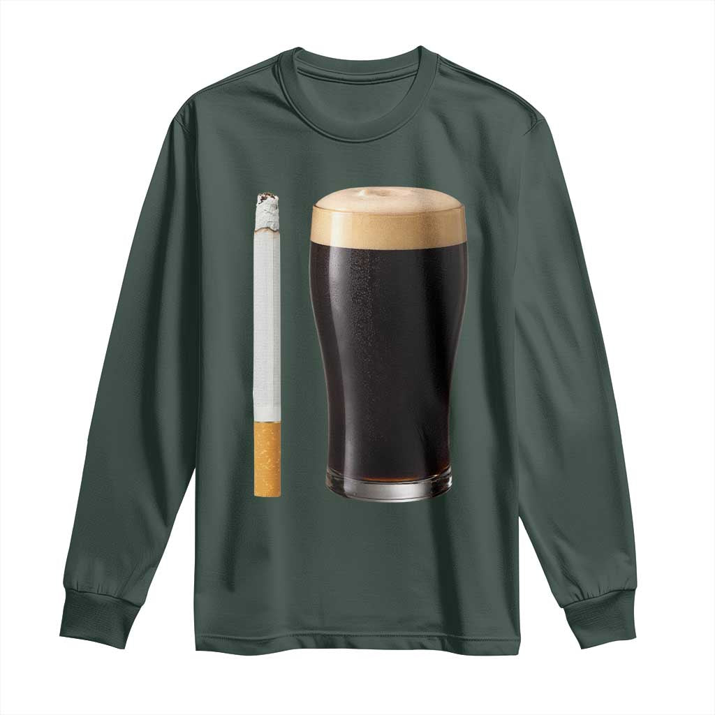 Irish Shamrock Beer Smoking Pub Drinking Humor Long Sleeve Shirt TS14 Dark Forest Green Print Your Wear