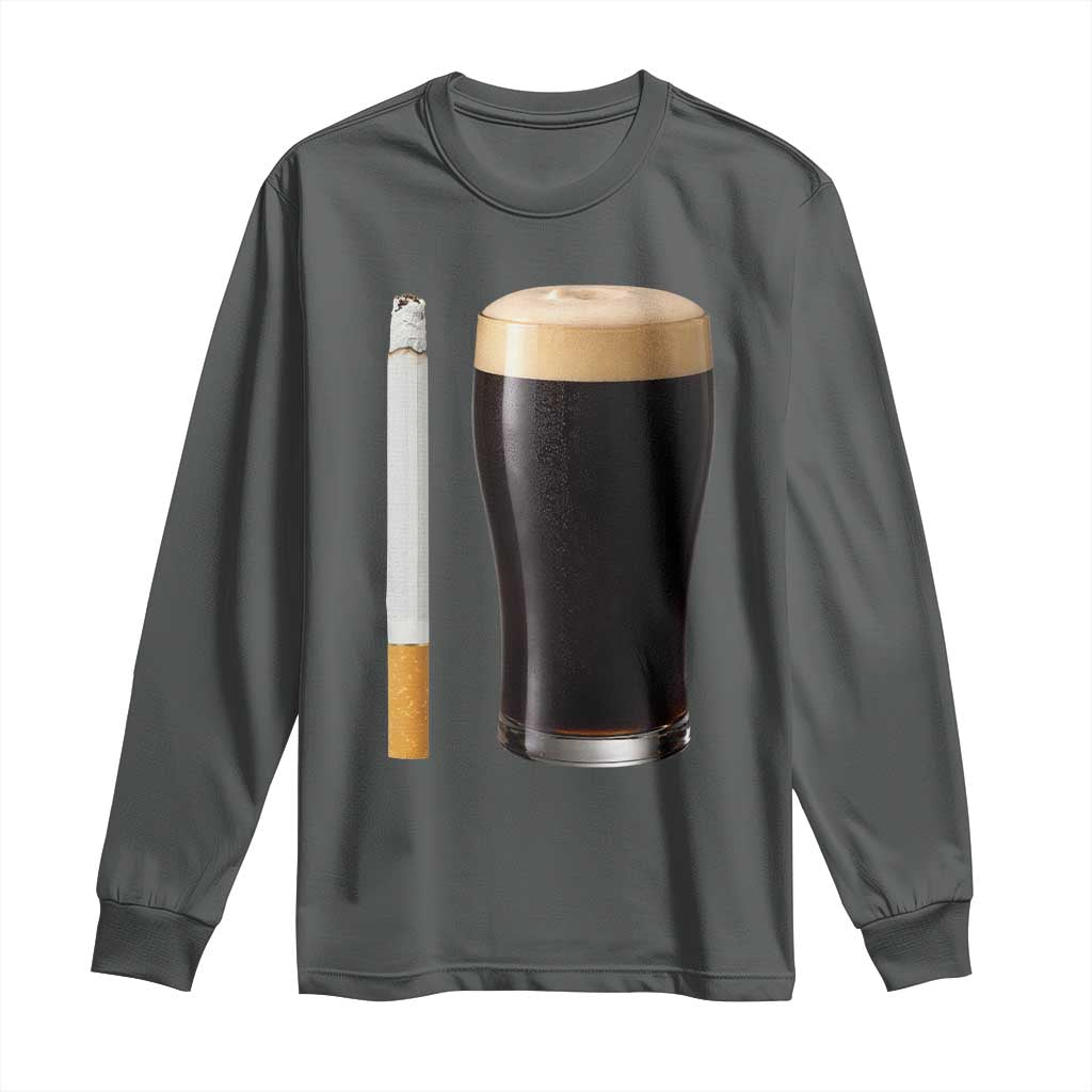 Irish Shamrock Beer Smoking Pub Drinking Humor Long Sleeve Shirt TS14 Dark Heather Print Your Wear