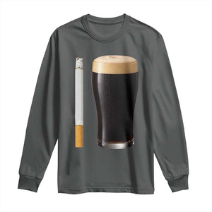 Irish Shamrock Beer Smoking Pub Drinking Humor Long Sleeve Shirt TS14 Dark Heather Print Your Wear