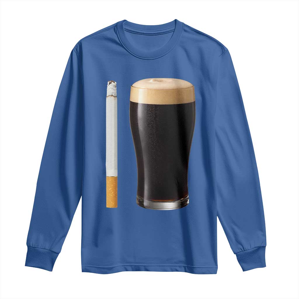 Irish Shamrock Beer Smoking Pub Drinking Humor Long Sleeve Shirt TS14 Royal Blue Print Your Wear