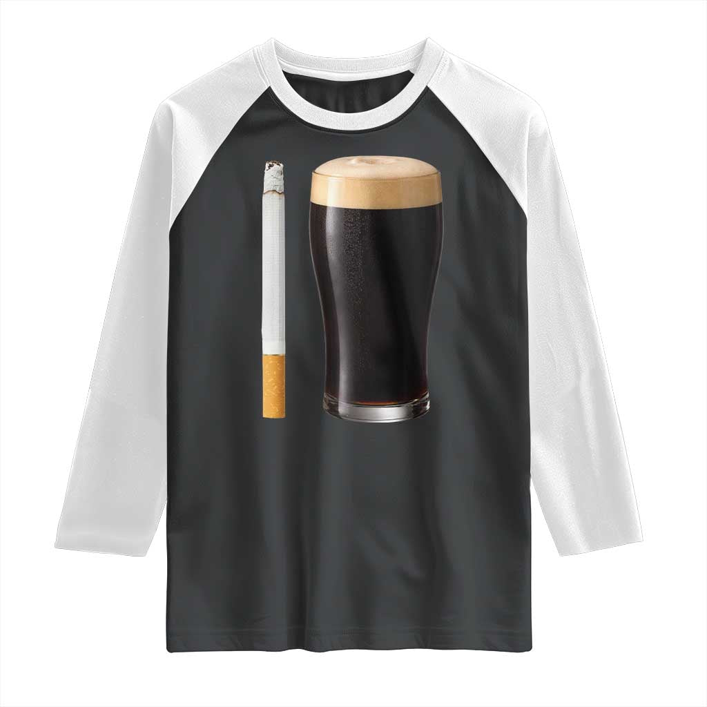 Irish Shamrock Beer Smoking Pub Drinking Humor Raglan Shirt TS14 Black White Print Your Wear