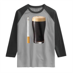 Irish Shamrock Beer Smoking Pub Drinking Humor Raglan Shirt TS14 Sport Gray Black Print Your Wear