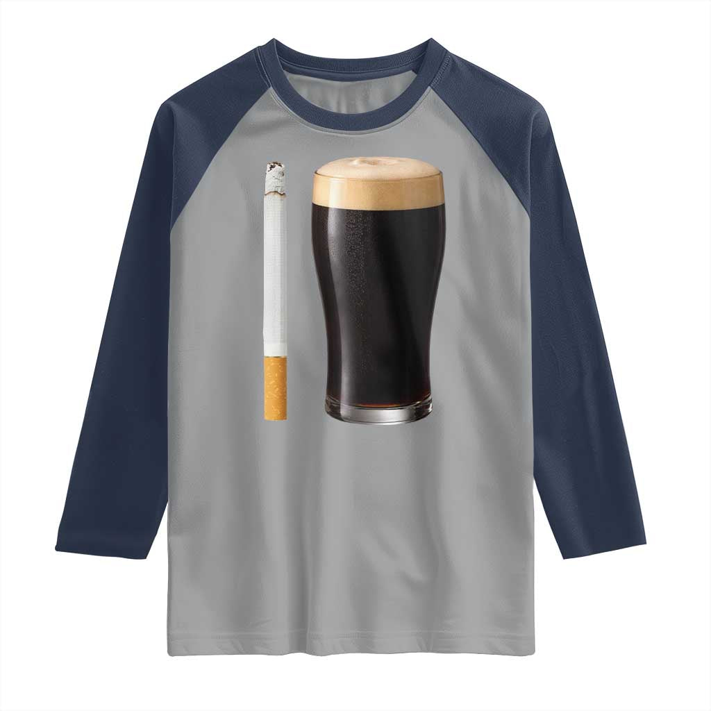 Irish Shamrock Beer Smoking Pub Drinking Humor Raglan Shirt TS14 Sport Gray Navy Print Your Wear