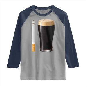 Irish Shamrock Beer Smoking Pub Drinking Humor Raglan Shirt TS14 Sport Gray Navy Print Your Wear