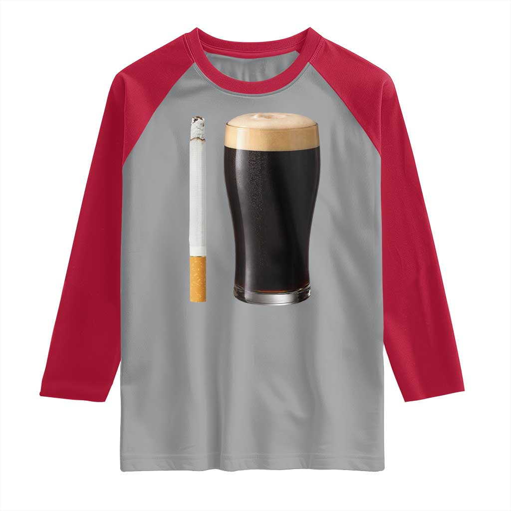 Irish Shamrock Beer Smoking Pub Drinking Humor Raglan Shirt TS14 Sport Gray Red Print Your Wear