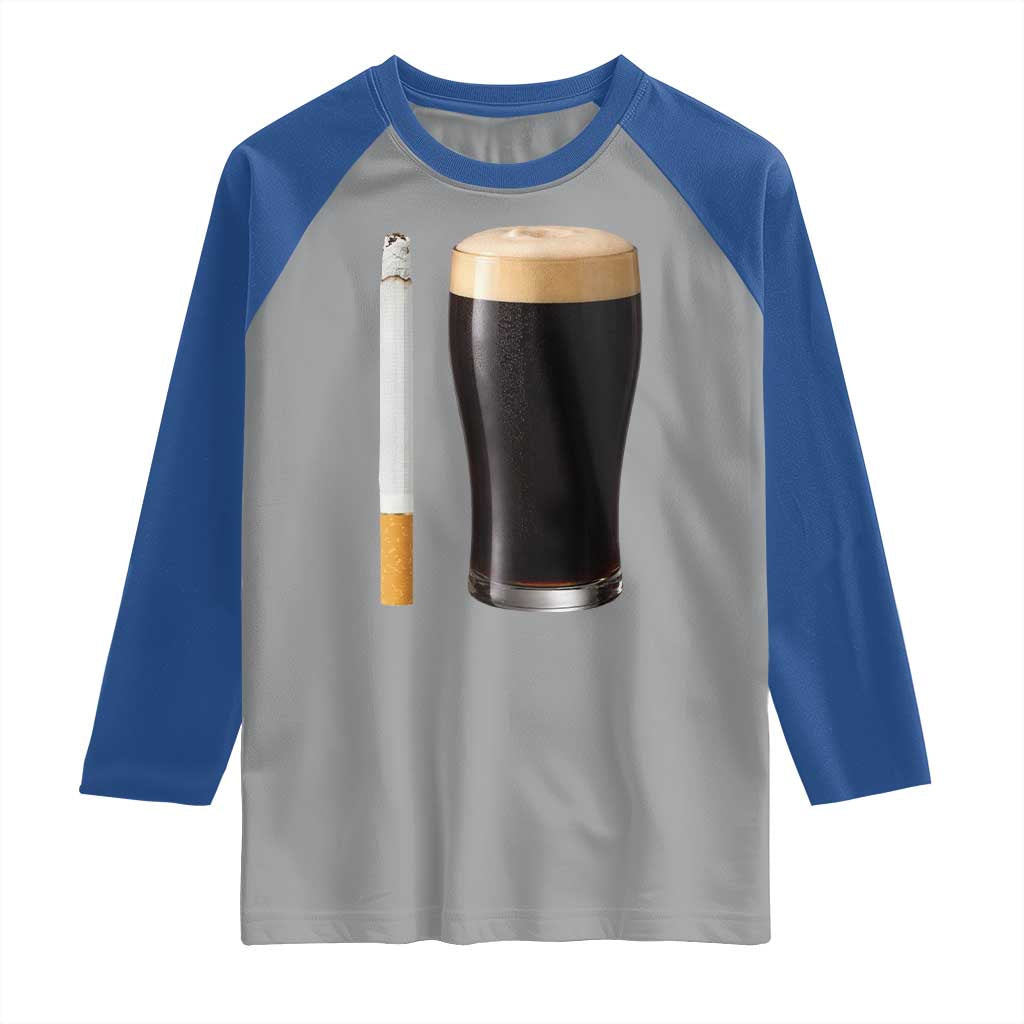 Irish Shamrock Beer Smoking Pub Drinking Humor Raglan Shirt TS14 Sport Gray Royal Print Your Wear