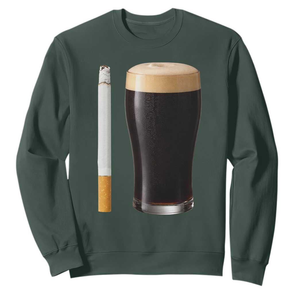 Irish Shamrock Beer Smoking Pub Drinking Humor Sweatshirt TS14 Dark Forest Green Print Your Wear