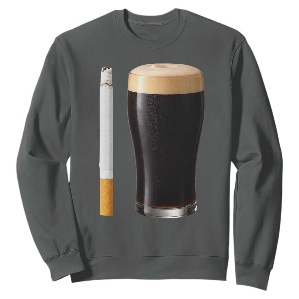 Irish Shamrock Beer Smoking Pub Drinking Humor Sweatshirt TS14 Dark Heather Print Your Wear
