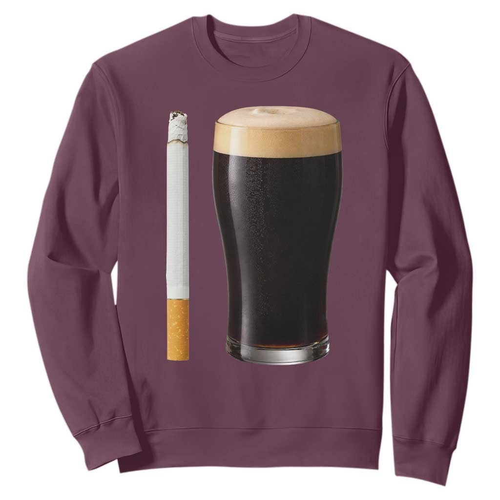 Irish Shamrock Beer Smoking Pub Drinking Humor Sweatshirt TS14 Maroon Print Your Wear