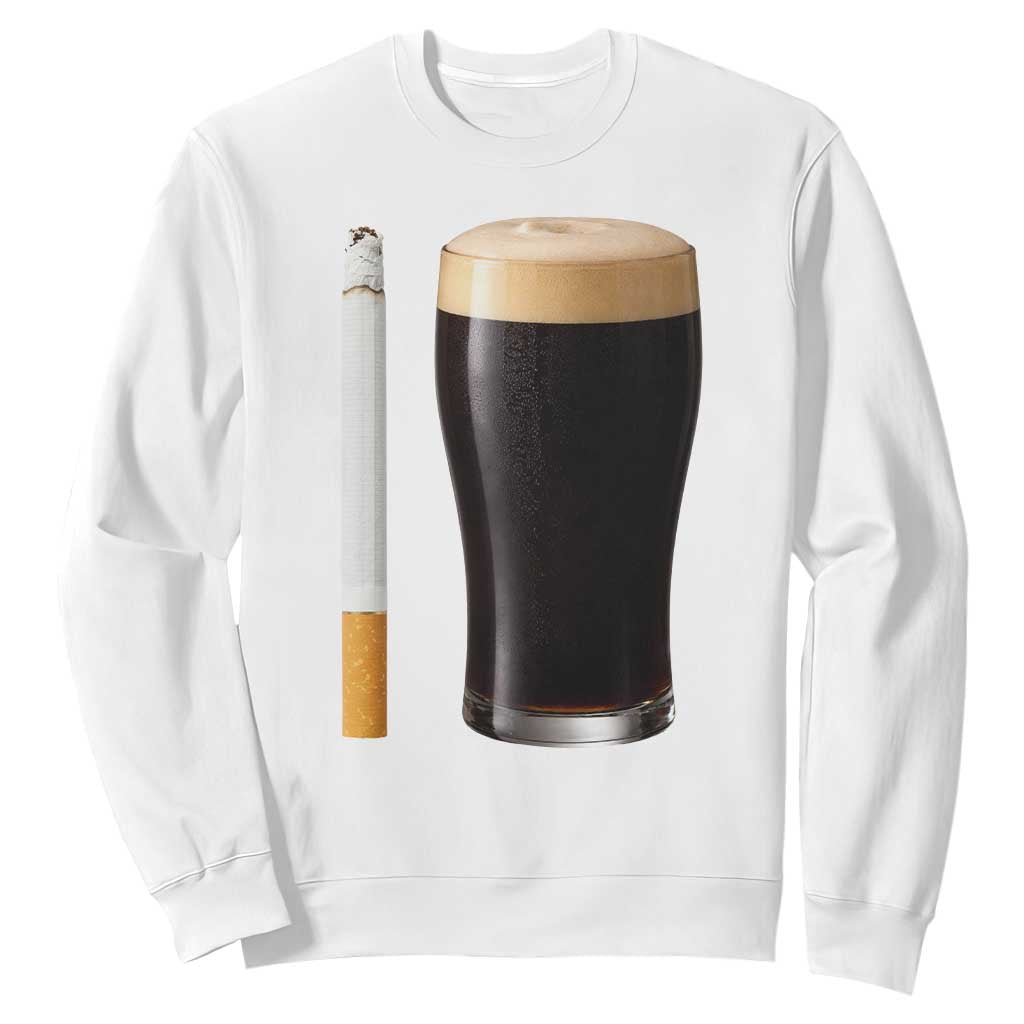 Irish Shamrock Beer Smoking Pub Drinking Humor Sweatshirt TS14 White Print Your Wear