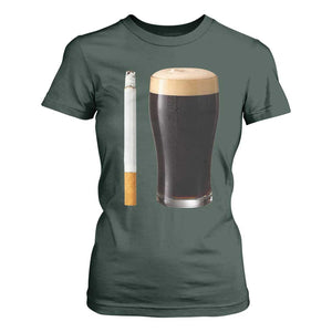 Irish Shamrock Beer Smoking Pub Drinking Humor T Shirt For Women TS14 Dark Forest Green Print Your Wear