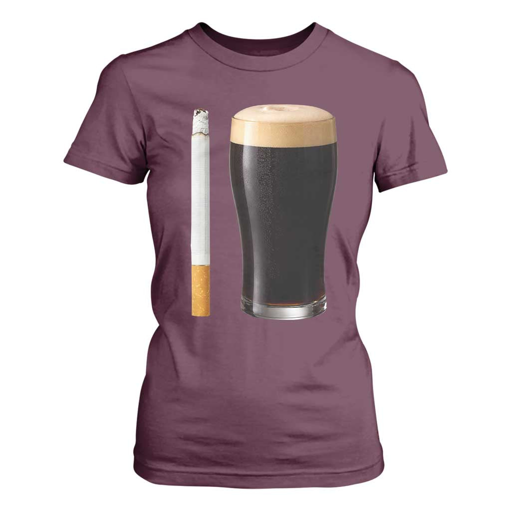 Irish Shamrock Beer Smoking Pub Drinking Humor T Shirt For Women TS14 Maroon Print Your Wear