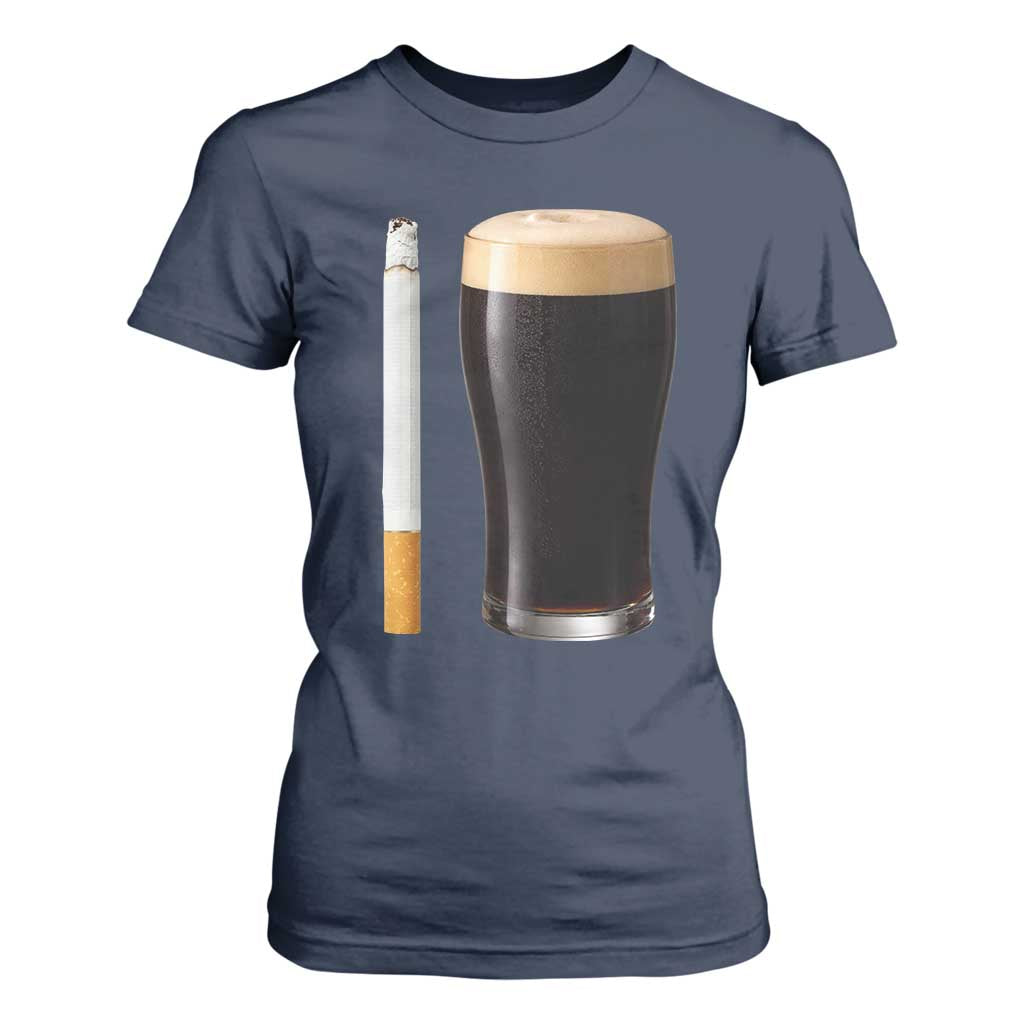Irish Shamrock Beer Smoking Pub Drinking Humor T Shirt For Women TS14 Navy Print Your Wear