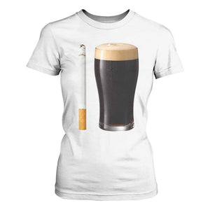 Irish Shamrock Beer Smoking Pub Drinking Humor T Shirt For Women TS14 White Print Your Wear