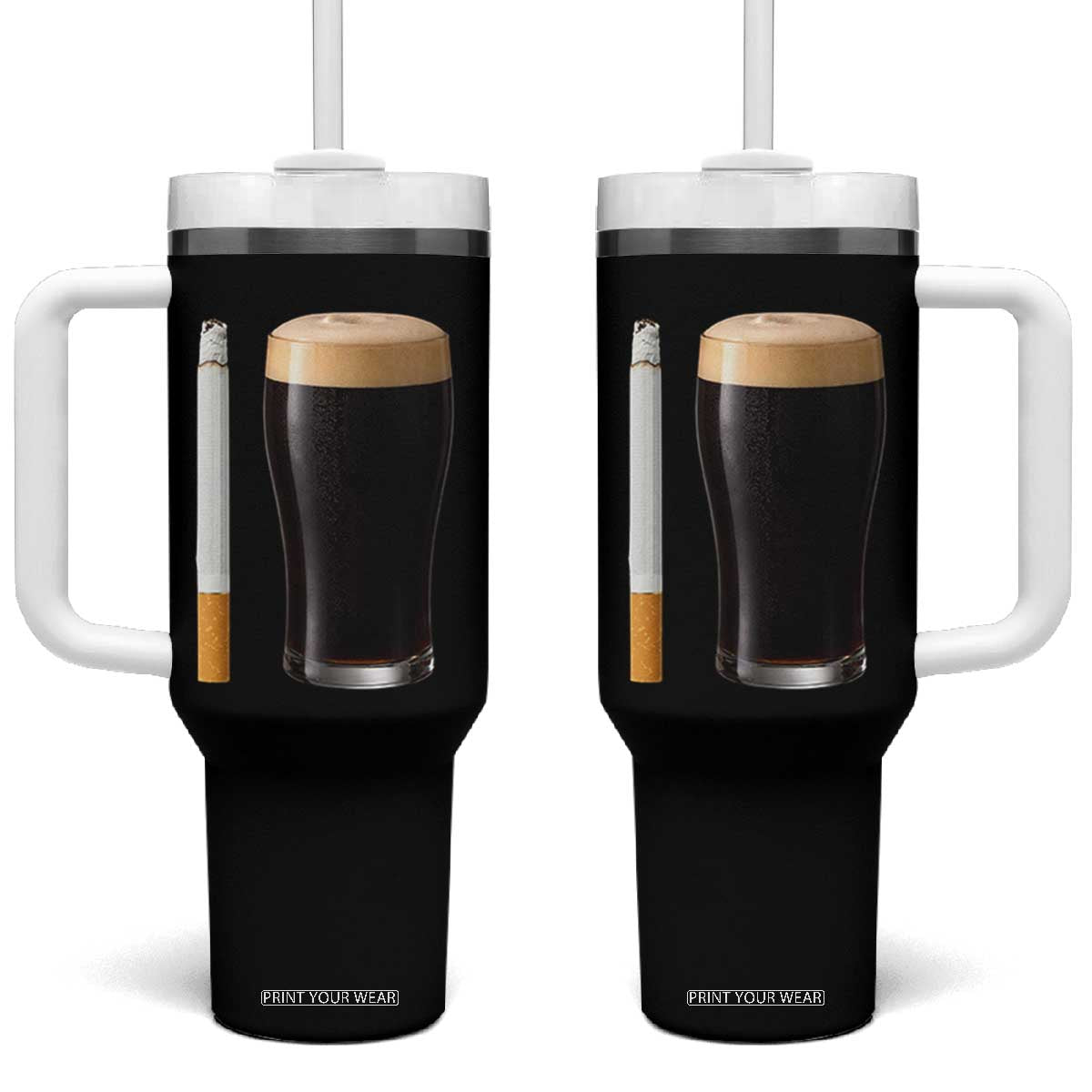 Irish Shamrock Beer Smoking Pub Drinking Humor Tumbler With Handle TS14 One Size: 40 oz Black Print Your Wear