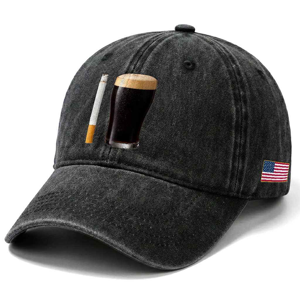 Irish Shamrock Beer Smoking Pub Drinking Humor Washed Cotton Baseball Cap TS14 Print Your Wear