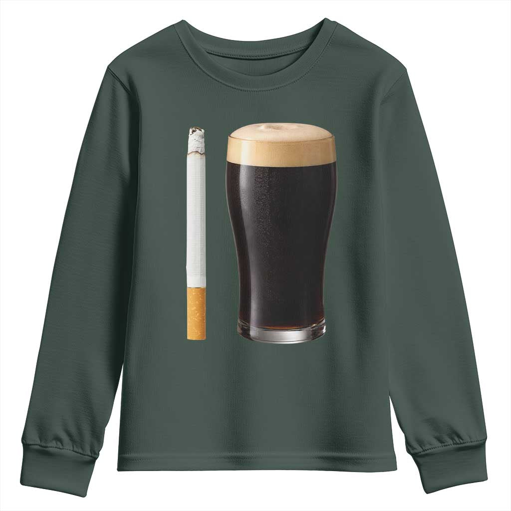 Irish Shamrock Beer Smoking Pub Drinking Humor Youth Sweatshirt TS14 Dark Forest Green Print Your Wear