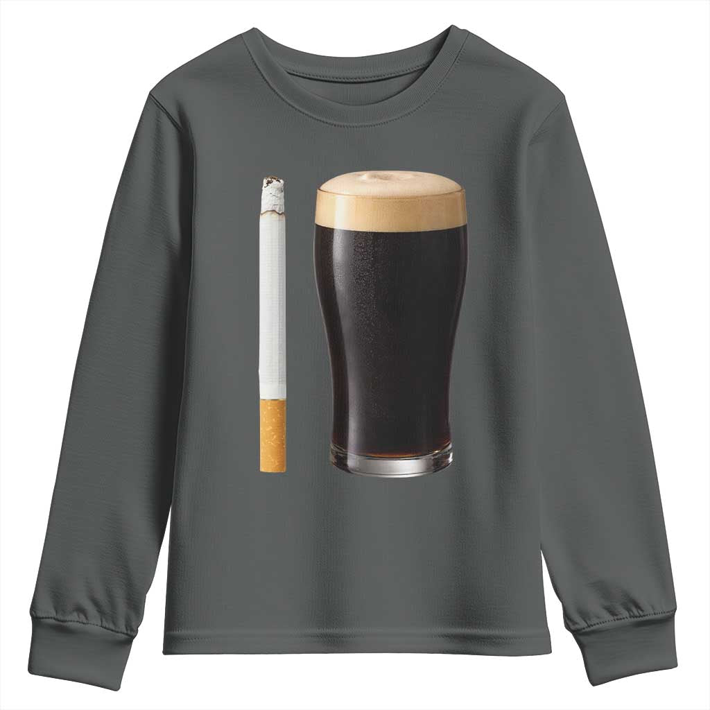 Irish Shamrock Beer Smoking Pub Drinking Humor Youth Sweatshirt TS14 Dark Heather Print Your Wear