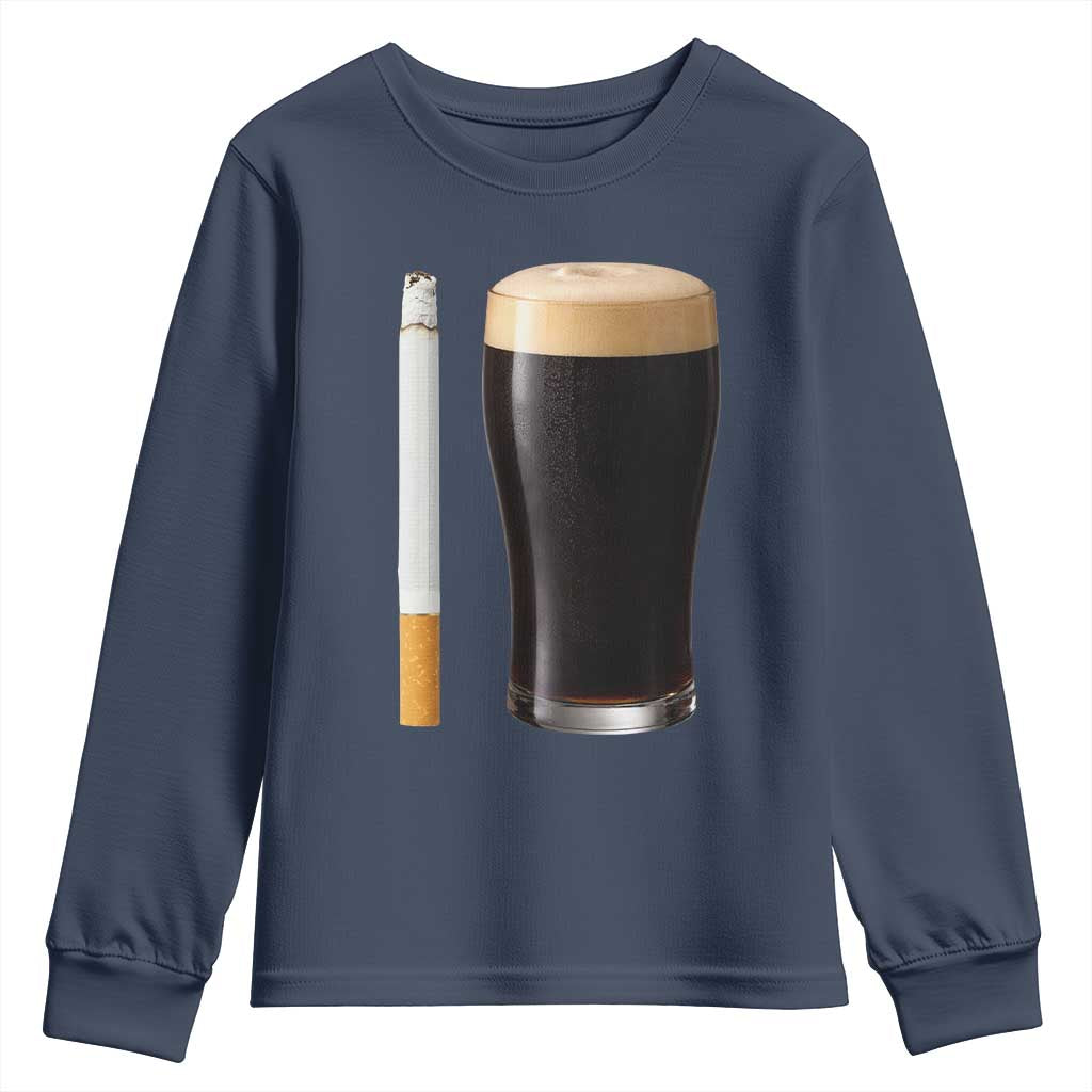 Irish Shamrock Beer Smoking Pub Drinking Humor Youth Sweatshirt TS14 Navy Print Your Wear