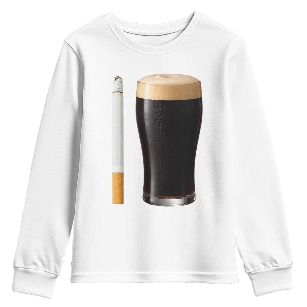 Irish Shamrock Beer Smoking Pub Drinking Humor Youth Sweatshirt TS14 White Print Your Wear