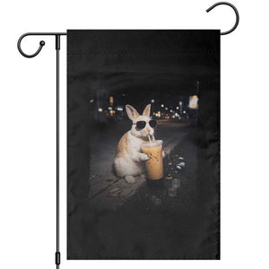 Funny Bunny Drinking Iced Coffee Garden Flag Animal Meme Viral Internet TS14 Black Print Your Wear