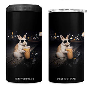Funny Bunny Drinking Iced Coffee 4 in 1 Can Cooler Tumbler Animal Meme Viral Internet TS14 One Size: 16 oz Black Print Your Wear
